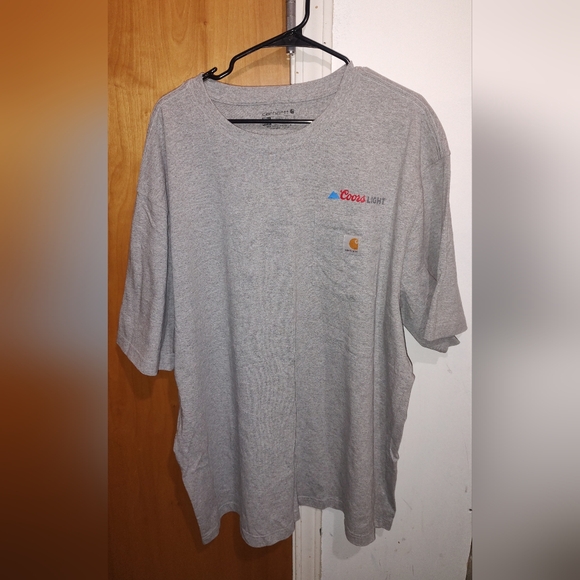 Carhartt Coors Light Chest Pocket Crew neck Short Sleeve T-shirt Loose Fit 2XL - Picture 2 of 7